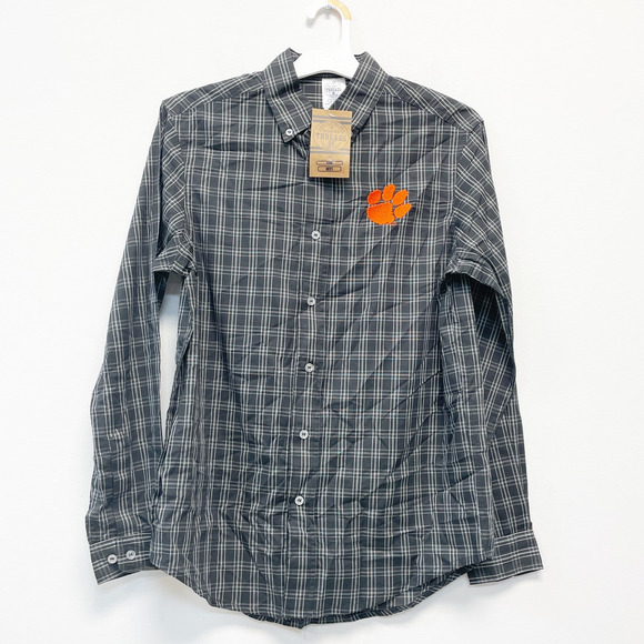 Rivalry Threads NWT Mens M Gray Clemson University Long Sleeve Button Down Shirt - Picture 1 of 6